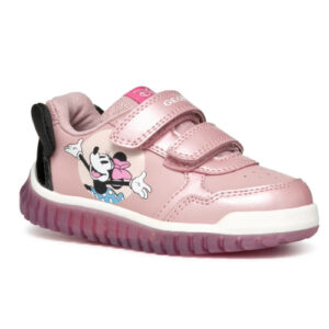 Pantofi copii fete Minnie Mouse cu LED din textil Geox, Roz – B4661P_0AJ02_C8179