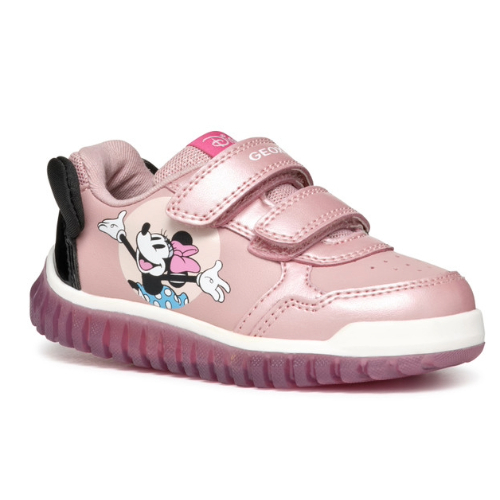 Pantofi copii fete Minnie Mouse cu LED din textil Geox, Roz – B4661P_0AJ02_C8179