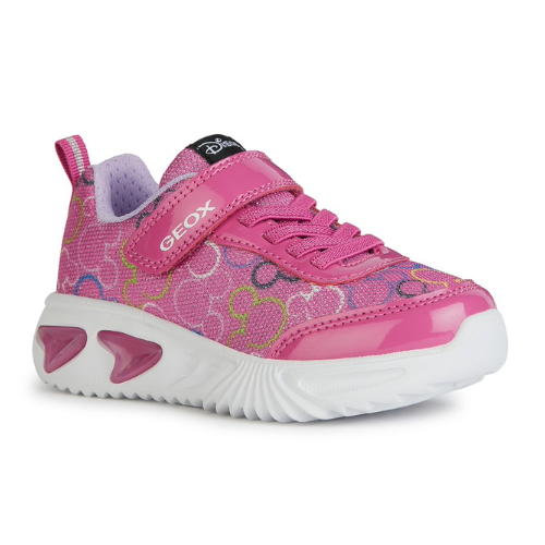 Pantofi copii fete Minnie Mouse cu LED din textil Geox, Roz – J45E9D_09LHH_C8238