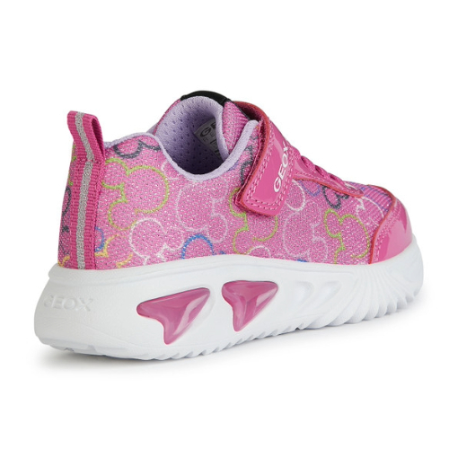 Pantofi copii fete Minnie Mouse cu LED din textil Geox, Roz – J45E9D_09LHH_C8238