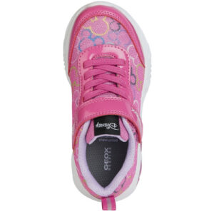Pantofi copii fete Minnie Mouse cu LED din textil Geox, Roz – J45E9D_09LHH_C8238