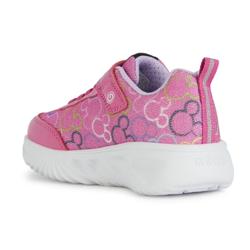 Pantofi copii fete Minnie Mouse cu LED din textil Geox, Roz – J45E9D_09LHH_C8238