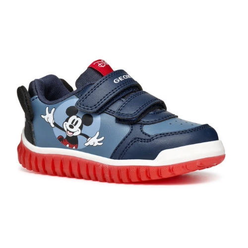 Pantofi copii baieti Mickey Mouse cu LED din textil Geox, Albastru – B465ZB_000BC_C0700