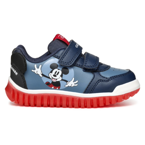 Pantofi copii baieti Mickey Mouse cu LED din textil Geox, Albastru – B465ZB_000BC_C0700