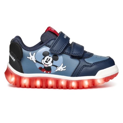 Pantofi copii baieti Mickey Mouse cu LED din textil Geox, Albastru – B465ZB_000BC_C0700
