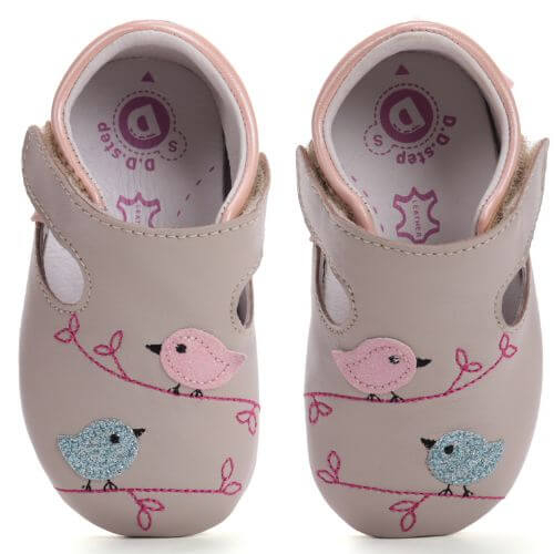Pantofiori de interior copii fete din piele DD Step, Gri – K1596-52414 Pantofiori de interior copii fete din piele DD Step, Gri – K1596-52414