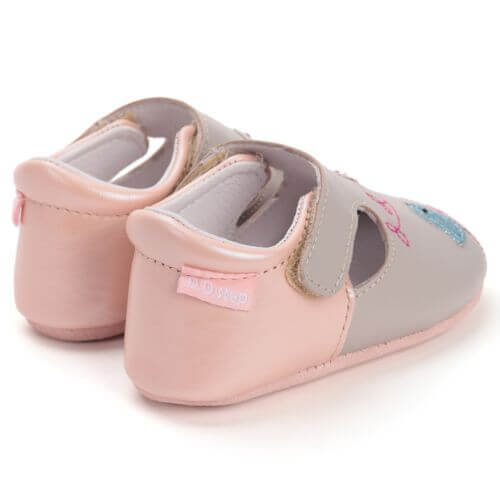 Pantofiori de interior copii fete din piele DD Step, Gri – K1596-52414