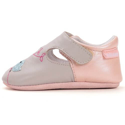 Pantofiori de interior copii fete din piele DD Step, Gri – K1596-52414