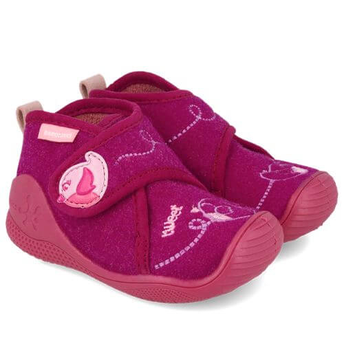 Pantofiori de interior copii fete din textil Biomecanics, Fucsia – 251142-A146