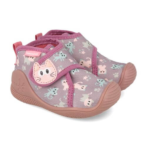 Pantofiori de interior copii fete din textil Biomecanics, Lila – 261282-A164