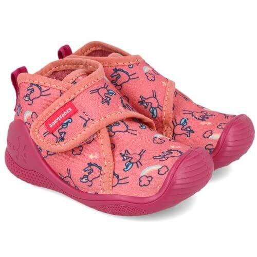 Pantofiori de interior copii fete din textil Biomecanics, Roz Coral – 251143-B488