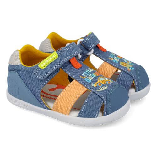 Sandale copii baieti calapod lat din textil Biomecanics, Albastru – 262198-A371