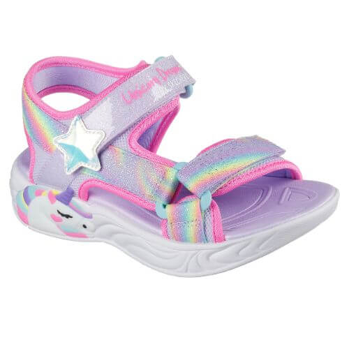 Sandale copii fete cu LED din material sintetic Skechers, Lavanda – 303107-LVMT
