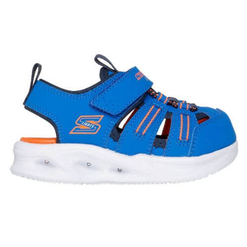 Sandale copii baieti cu LED din textil Skechers, Albastru – 407033-BLNV