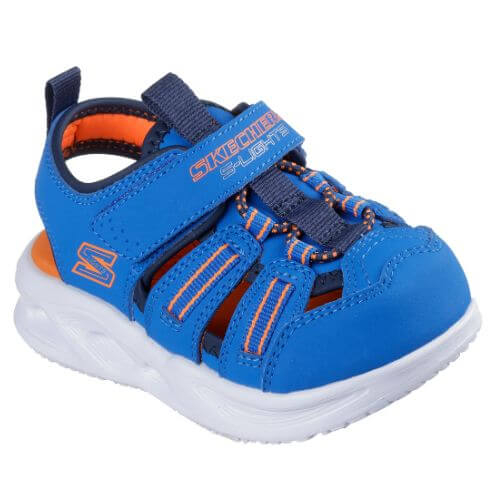 Sandale copii baieti cu LED din textil Skechers, Albastru – 407033-BLNV