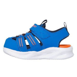 Sandale copii baieti cu LED din textil Skechers, Albastru – 407033-BLNV