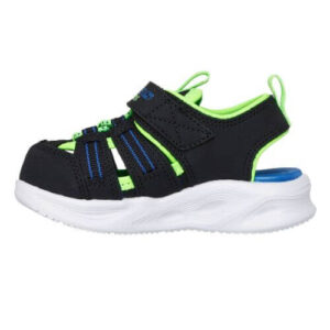 Sandale copii baieti cu LED din textil Skechers, Negru – 407033-BKLM