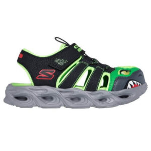 Sandale copii baieti cu LED din textil Skechers, Verde – 400613-BKLM