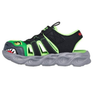 Sandale copii baieti cu LED din textil Skechers, Verde – 400613-BKLM