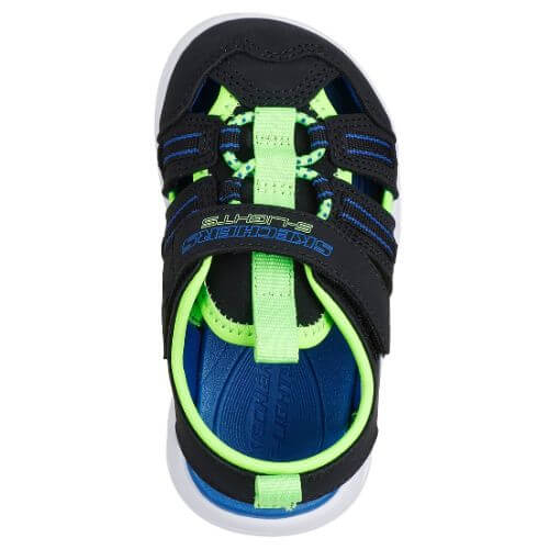 Sandale copii baieti cu LED din textil Skechers, Negru – 407033-BKLM