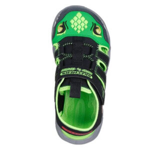 Sandale copii baieti cu LED din textil Skechers, Verde – 400613-BKLM