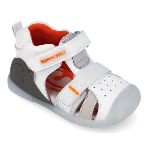 Sandale copii baieti din piele Biomecanics, Alb – 262124-B050
