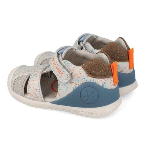 Sandale copii baieti din piele Biomecanics, Alb – 262125-B695