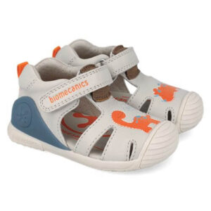 Sandale copii baieti din piele Biomecanics, Alb – 262126-B695