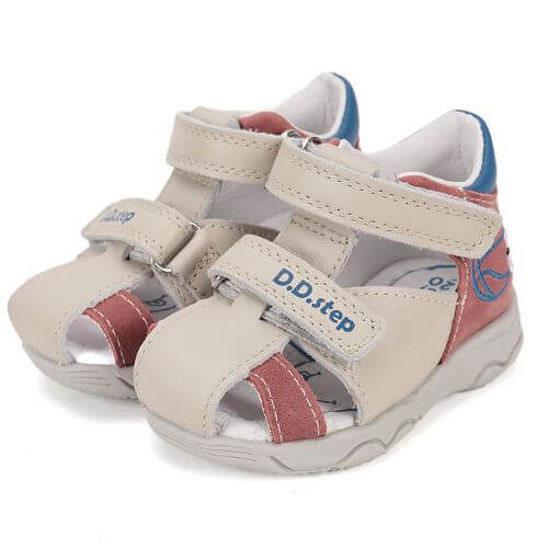 Sandale copii baieti din piele DD Step, Crem – G064-51611A