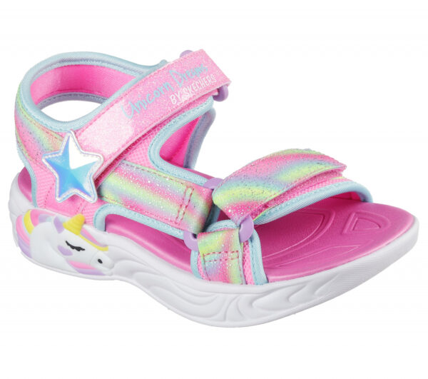 Sandale copii fete cu LED din material sintetic Skechers, Roz – 303107-PKMT Sandale copii fete cu LED din material sintetic Skechers, Roz – 303107-PKMT