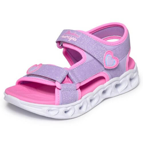 Sandale copii fete cu LED din material sintetic Skechers, Mov – 303114-LVPK