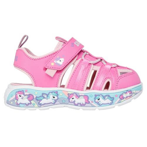 Sandale copii fete din material sintetic Skechers, Roz – 303162-PKLP Sandale copii fete din material sintetic Skechers, Roz – 303162-PKLP