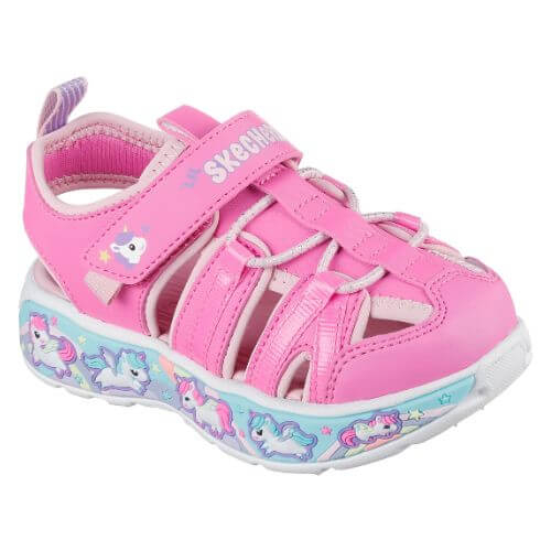 Sandale copii fete din material sintetic Skechers, Roz – 303162-PKLP