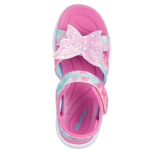 Sandale copii fete cu LED din textil Skechers, Roz – 303109-PKMT