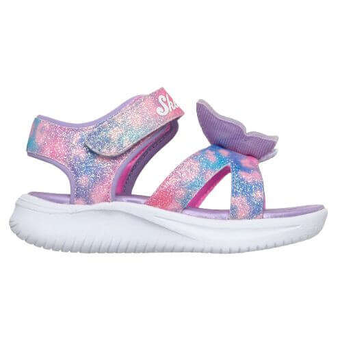 Sandale copii fete cu LED din textil Skechers, Lavanda – 303109-LVMT