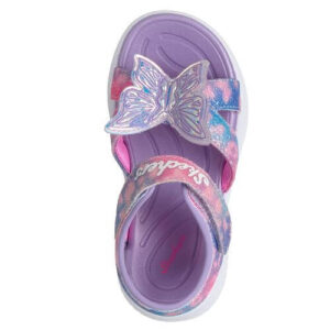 Sandale copii fete cu LED din textil Skechers, Lavanda – 303109-LVMT