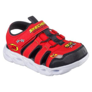 Sandale copii baieti cu LED din textil Skechers, Rosu – 400613