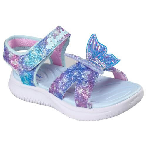 Sandale copii fete cu LED din textil Skechers, Albastru – 303109-BLMT