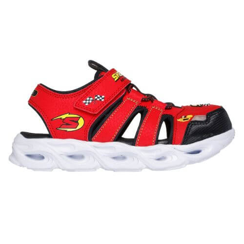 Sandale copii baieti cu LED din textil Skechers, Rosu – 400613