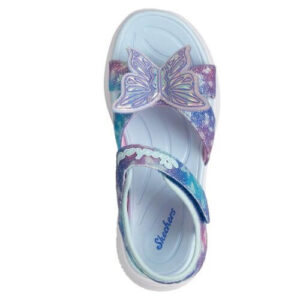 Sandale copii fete cu LED din textil Skechers, Albastru – 303109-BLMT