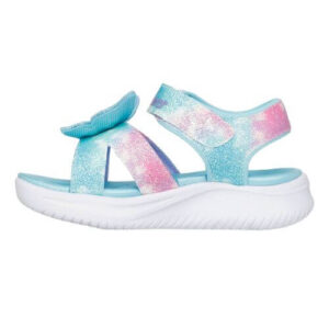 Sandale copii fete cu LED din textil Skechers, Albastru – 303109-AQMT