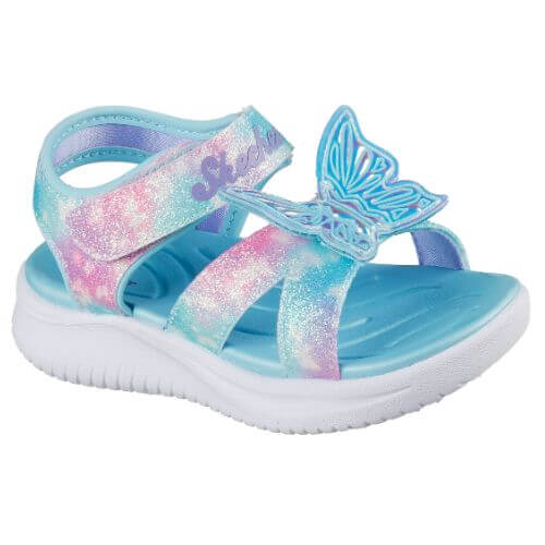 Sandale copii fete cu LED din textil Skechers, Albastru – 303109-AQMT Sandale copii fete cu LED din textil Skechers, Albastru – 303109-AQMT