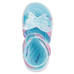 Sandale copii fete cu LED din textil Skechers, Albastru – 303109-AQMT