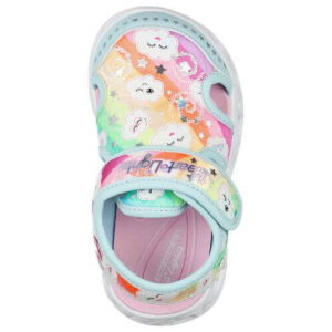 Sandale copii fete cu LED din textil Skechers, Albastru -302977 TQMT