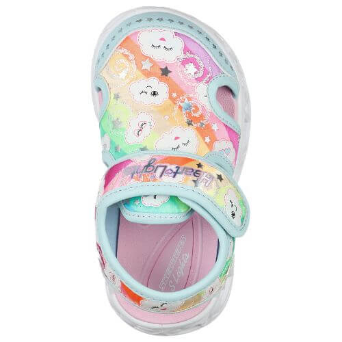 Sandale copii fete cu LED din textil Skechers, Albastru -302977 TQMT