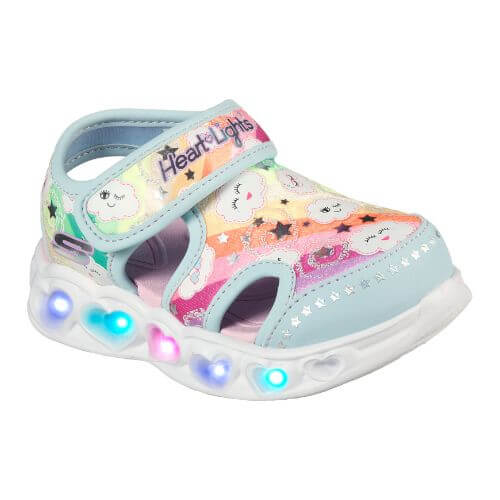 Sandale copii fete cu LED din textil Skechers, Albastru -302977 TQMT Sandale copii fete cu LED din textil Skechers, Albastru -302977 TQMT