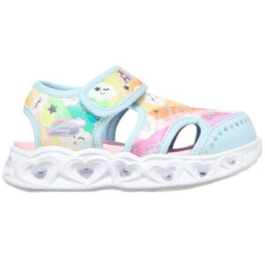 Sandale copii fete cu LED din textil Skechers, Albastru -302977 TQMT