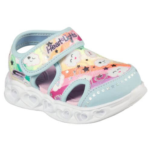 Sandale copii fete cu LED din textil Skechers, Albastru -302977 TQMT