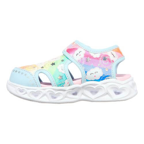 Sandale copii fete cu LED din textil Skechers, Albastru -302977 TQMT