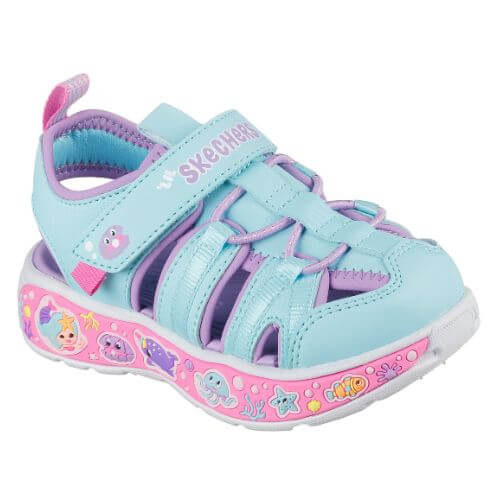 Sandale copii fete din material sintetic Skechers, Albastru – 303162-TQLV